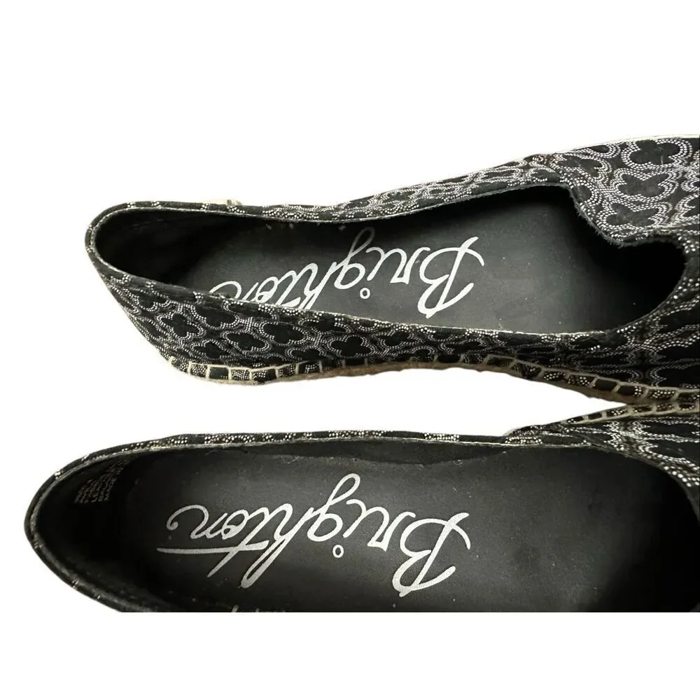 Brighton Avila geometric black canvas espadrilles Size:8